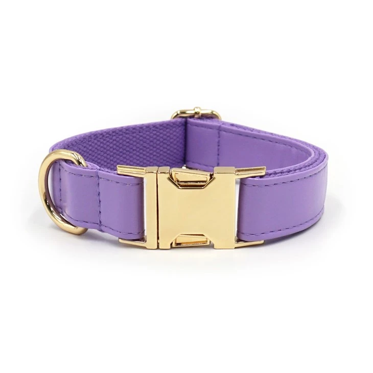 purple handmade leather dog collars